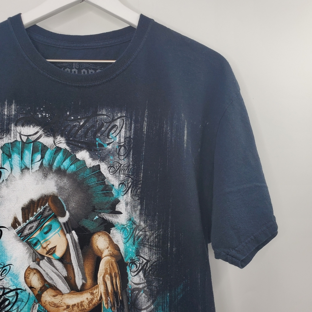 Dyse One Native American Woman Big Graphic Tee Shirt Black - Picture 3 of 5